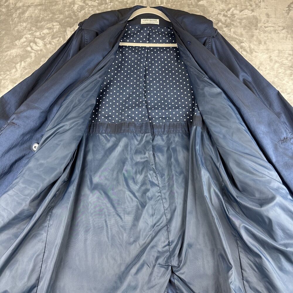 1980's Iridescent Blue Trench Coat Women's 9/10 Shoulder Epaulets‎ Belted (1107) - Picture 4 of 15